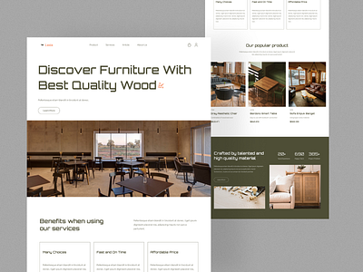 Furniture Landing Page -Lasia chair decor ecommerce furniture header homepage interior landing page minimal product property service shop sofa ui website website design