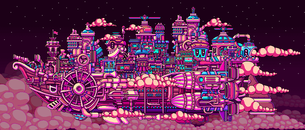 FLY ME TO THE CLOUD 16 bit 8 bit 8 bit art animation arcade design graphic design illustration motion graphics nft nft artist nft asia photoshop pixel pixel animation pixel art pixelated retro sgam ship