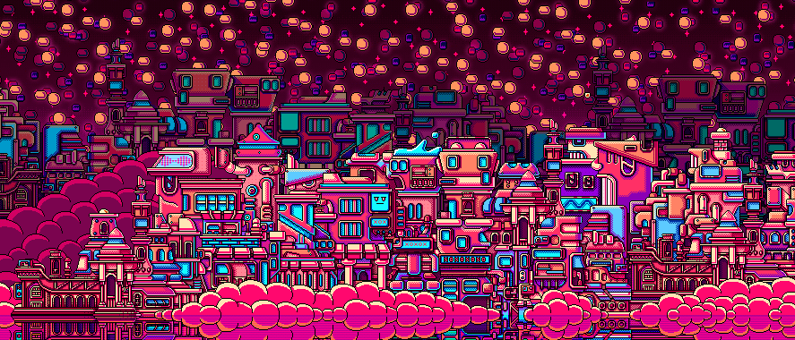 THE SEA OF CLOUDS 16 bit 8 bit 8 bit art animation arcade cloud cloud city illutration motion graphics nft nft artist nft asia photoshop pixel pixel animation pixel art pixelated retro sgam