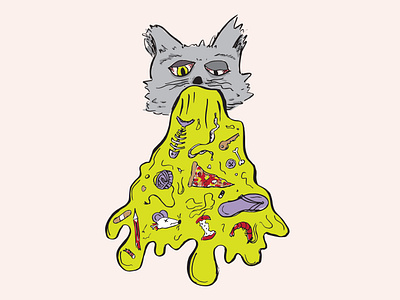 Cat spew cat design feline graphic design hand drawn illustration illustrator neko sketch vomit