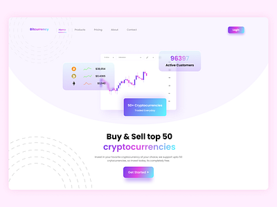 Cryptocurrency landing page website bitcoin clean crypto cryptocurrency landing landing page nft ui ux wallet webdesign website