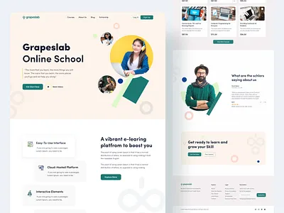 E-Learning Landing Page || Grapeslab best elearning website design design dribbble best shot e learning e learning website education elearning grapeslab landing page online course online course website online learning popular design school uiux university web web design website website concept