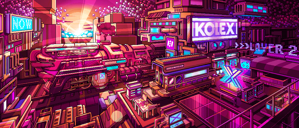 THE DREAM STATION - KOLECTIVE | IMMUTABLE X 8 bit 8 bit art animation arcade city illutration immutable x kolectiv kolex motion graphics nft nft artist nft asia photoshop pixel pixel animation pixel art pixelated retro sgam