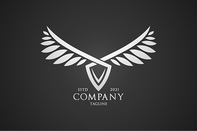 Wing Shield Logo branding company design elegant exclusive fly flying guard identity illustration logo luxury minimalist modern premium secure shield silver vector wing