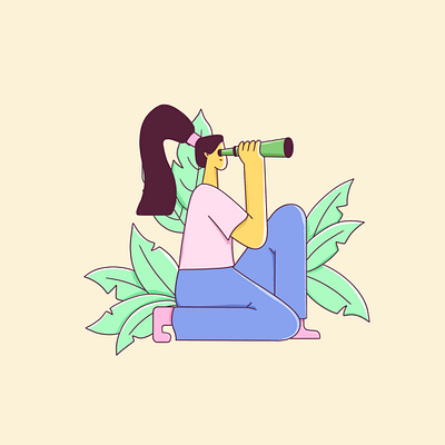 Binoculars 2d art adobe illustrator behance character character illustration design flat flat character flat design flat illustration freelance illustrator girl character illustration illustrator procreate vector vector character vector illustration