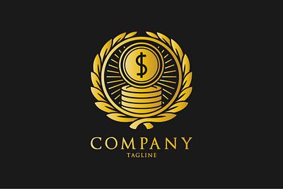 Wreath Coin Logo accountant bank branding coin design elegant exclusive finance financial gold golden illustration logo luxury premium royal service vector wreath