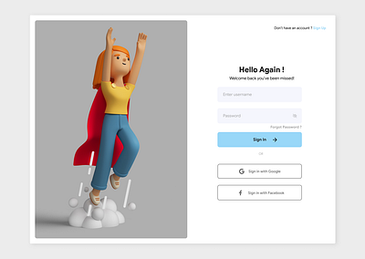 Simple Login page 3d figma login ux web