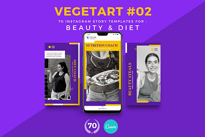 Vegetart 02 | 70 Canva Template Instagram Story - Beauty & Diet instagram templtes