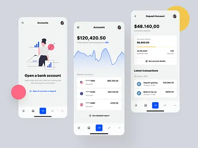 Bank Accounts List for Mobile FinTech App, Paysa UI Kit account app bank dashboard deposit finance fintech inspiration list mobile payment paypal revolut saas template transactions ui ui design ui kit wise