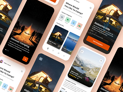 Camping App Concept adobe adobe xd camp camping camping app mountains rivers travel trekking ui design ux ux design