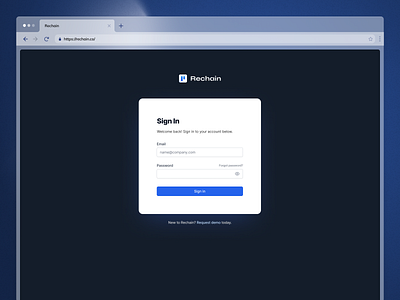 Sign in Page Rebound app design blue dark design figma log in login logo minimal saas sign in sign in page site ui uxdesign web web app web development web site