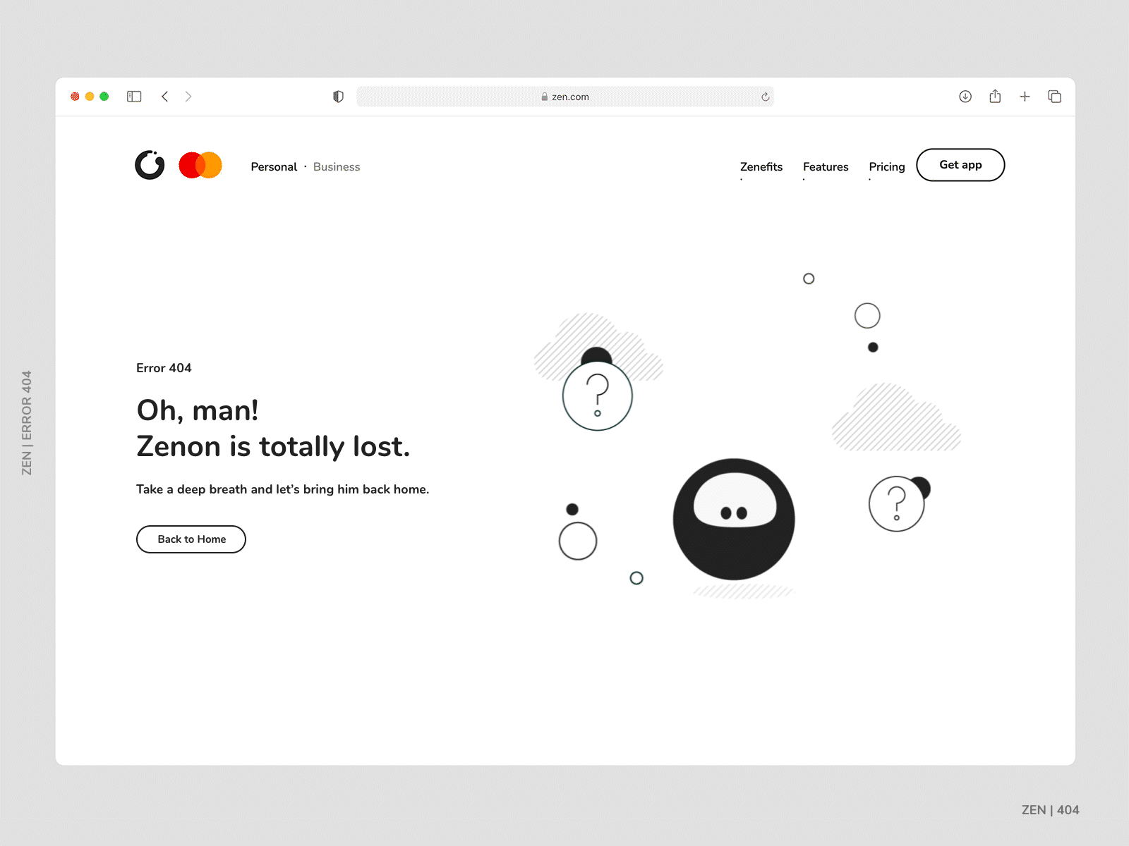 ZEN 404 after effects branding design error 404 fun illustration ui