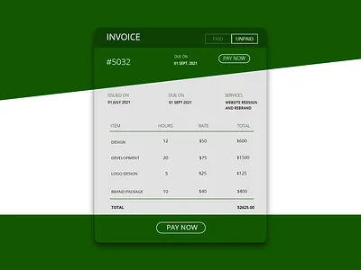 Daily UI Challenge 046 - Invoice daily ui dailyui dailyuichallenge design ui ui design uidesign