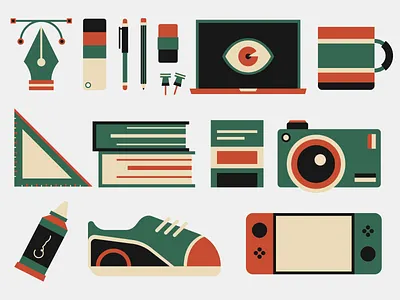 Lifestyle book camera glue illustration mug nintendo switch pen tool photography pin school shoes stationary
