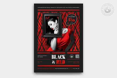 Black and Red Flyer Template V6 black black and red celebration classy club design dj elegant event flyer ladies night party photoshop poster print psd red sexy template