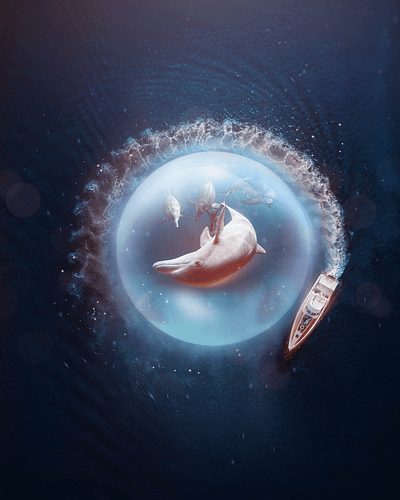 A Super Drop Of Ocean bubble design dolphin egypt graphic design man manipulation ocean sea social media water