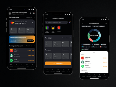 Fintech Mobile App banking concept dark fintech mobile online banking app ui