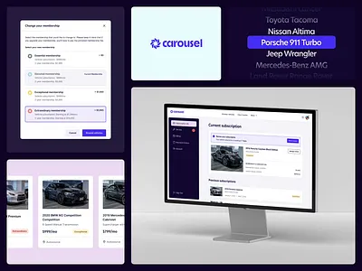 Carousel Vehicle Subscription Platform app automotive carousel design heyo interface product subscription ui ux vehicle web