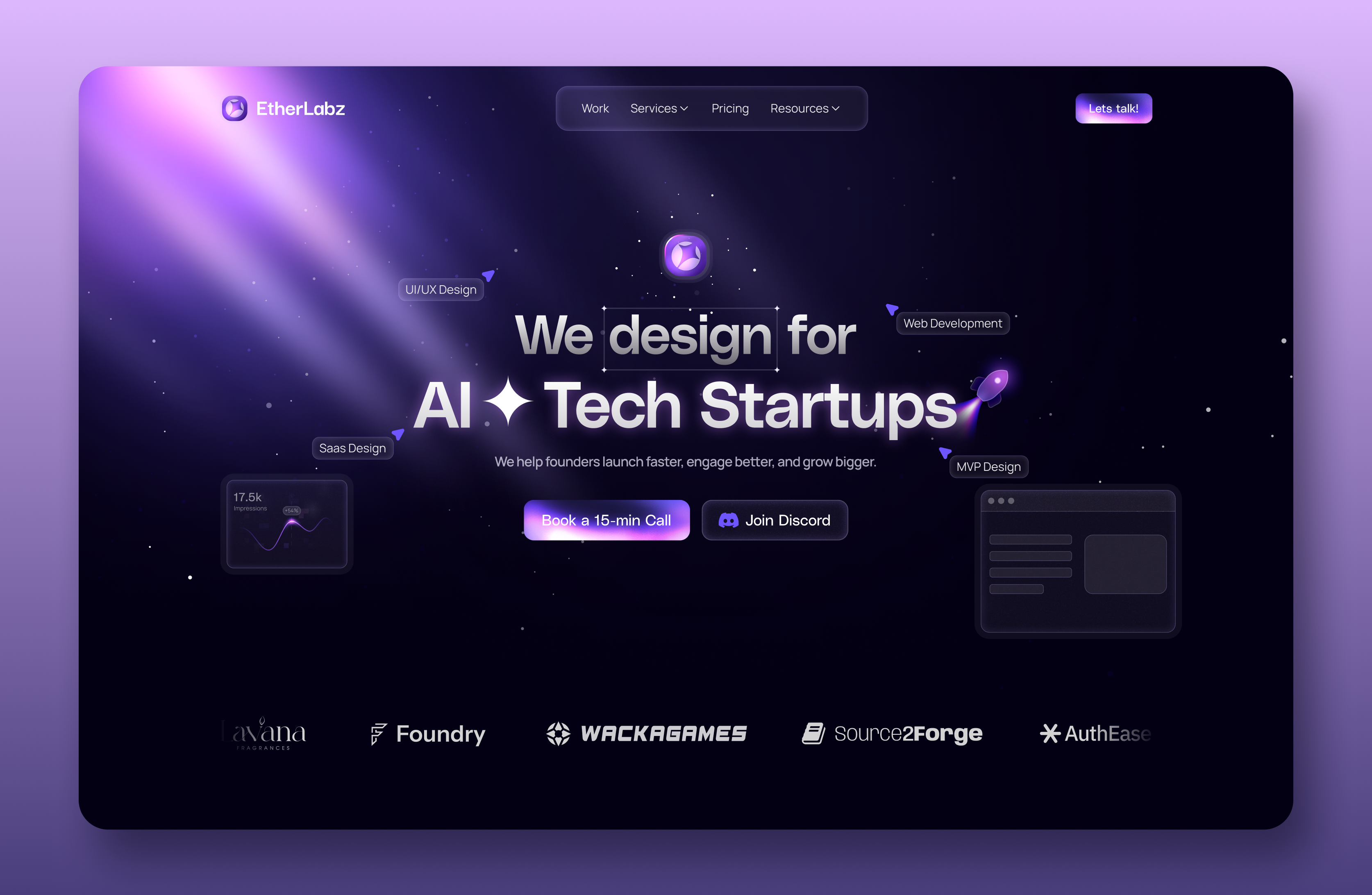 ✦ EtherLabz ✦ Landing Page agency branding ether etherlabz graphic design labs labz landing page ui visual design web design web development