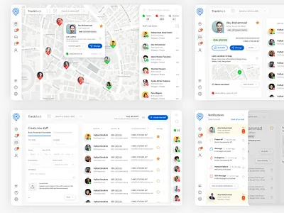 Staff Location Tracking System - Dashboard Re-Design app dark dashboard design desktop employee light map profile staff tracking ui ux vector web