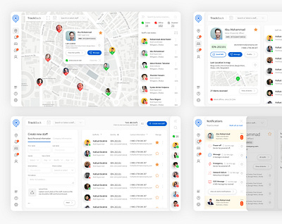 Staff Location Tracking System - Dashboard Re-Design app dark dashboard design desktop employee light map profile staff tracking ui ux vector web