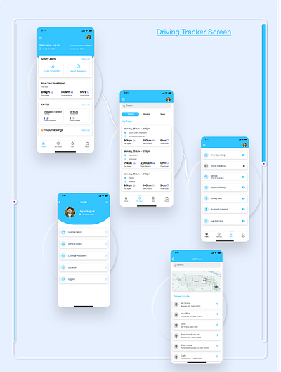 Driving Tracking Screen app design icon typography ux