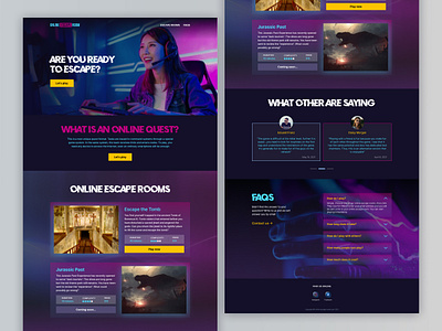 Online escape room branding clean design figma logo minimal neon online quest the game ui ux