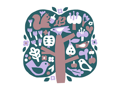 Tree Home tote bag animal illustration animals color harmony colorful cute style flat color illustration japanmade leena kisonen naivistic papercut style pastels scandinavian scandinavian style tote bag