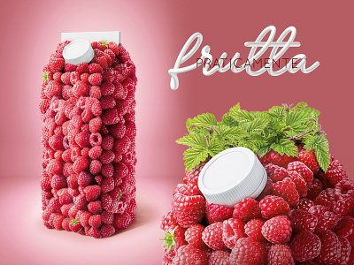 Photo Manipulation Raspberry Pack berries bottle brik colors compositing design fruits illustrator nature pack packaging photo manipulation photoshop raspberry retouching