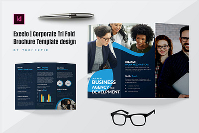 Exeelo | Corporate Tri Fold Brochure Template Desi By Websroad advertising brochure business consultancy corporate creative design flyer illustration isolated logo magazine media modern modren multipurpose page template trifold