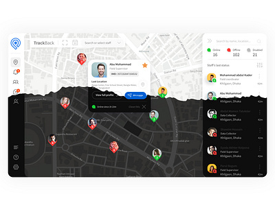 Staff Location Tracking System - Dashboard Re-Design dark dashboard figma light track ui ux vector