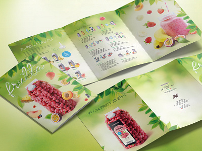 Brochure fruit puree bottle brik brochure compositing design drink fruits illustrator mockup nature pack packaging photo manipulation photoshop raspberry rethouching smoothie