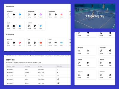 Design System - Icons/Iconography | Regarding Play | blue color icons components design system figma filled icons fluent icon icon design icon set icon system iconography icons outline icons responsive ui design ux design web app