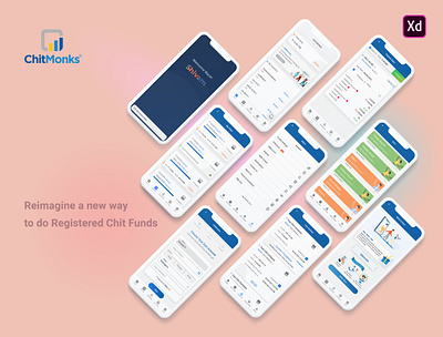 ChitMonks Mobile App blue app chitfunds chitmonks landing app mobile app ui design