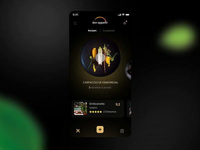 Recipes & Restaurant Finder app animation app foodie healthy interaction minimal mobile motion graphics recipes restaurant smooth transition uidesign