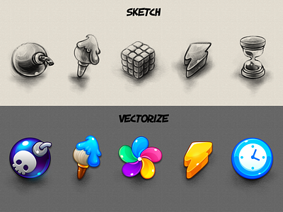 Marble Game: Icon's Sketch bomb icon brush icon clock icon design game game art game design game icon game ui game uiux icon icon design illustration pinwheel icon sketch thunder icon ui