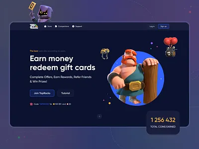 TapRacks - Landing Page Redesign art art work competitions dark ui dashboad game gaming gift gift card home page landing money redesign store ui ui components ui elements ux web design web site