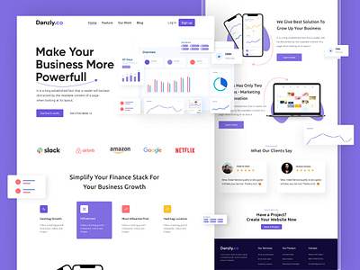 Danzly - Saas Landing Page agency website business clean ui interface landing page landingpage pricing product saas saas product software website task management ui design uiux web app web design web page website