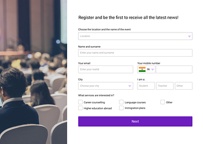 Sign Up form for a Event! event form registration form signup ui ux