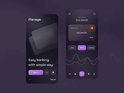 Manage bank banking colors currency customization design designers developers development expenses income minimalism money online outsourcing outstaff software wallet