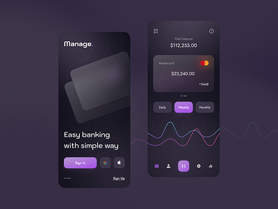 Manage bank banking colors currency customization design designers developers development expenses income minimalism money online outsourcing outstaff software wallet