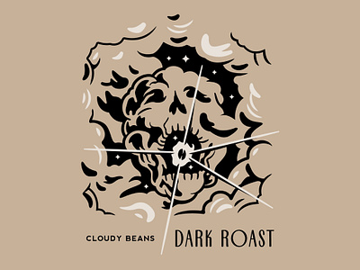 Cloudy Beans clouds coffee design doodle drawing illustration logo skull vector