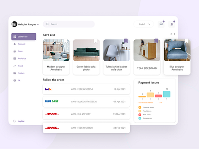 Dashboard design app delivery design finteach furniture home homepage illustration mobile ui sofa ui ux ui design ui web design web