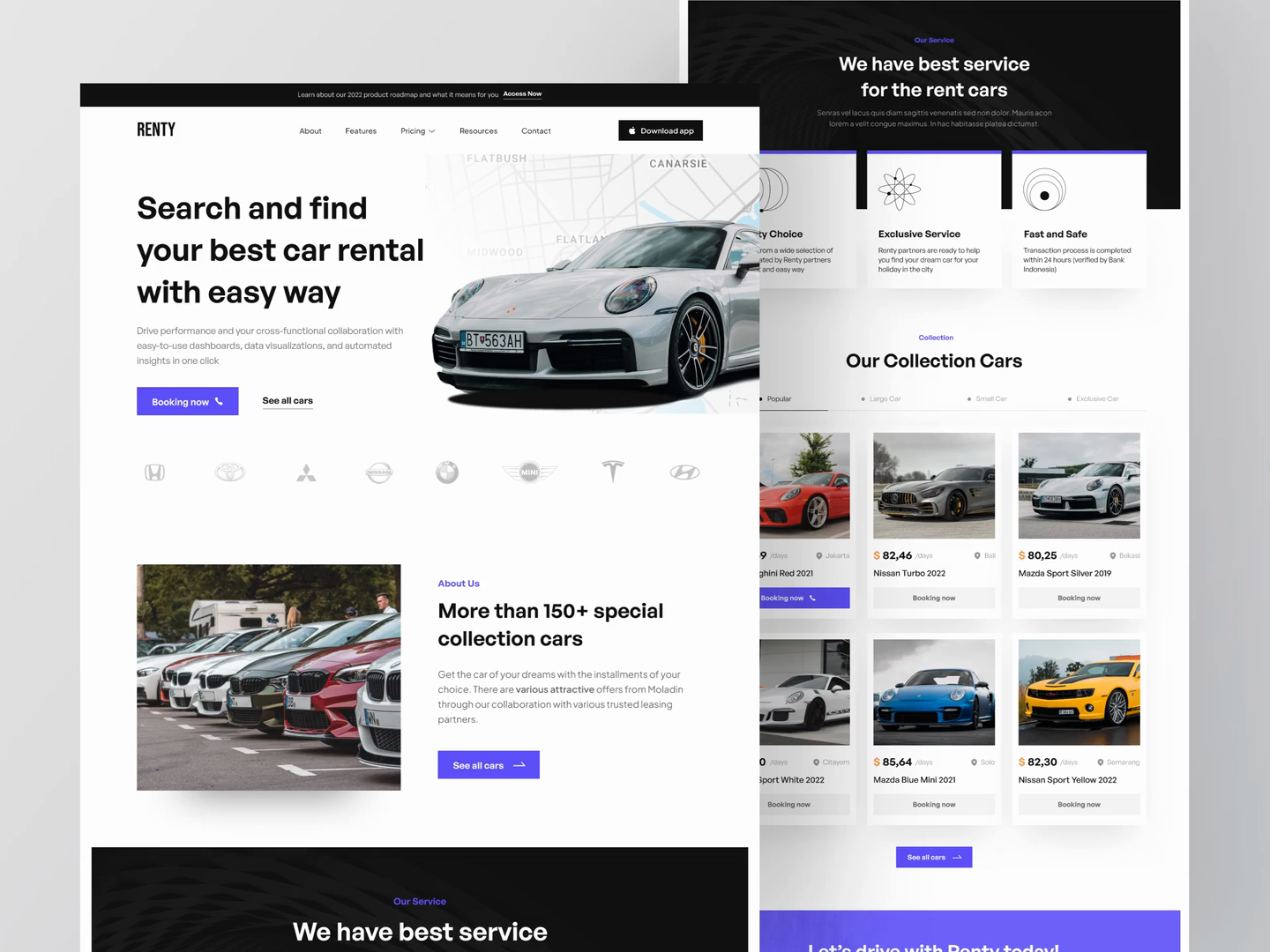 Renty - Car Rental Landing Page by Azie Melasari for Odama on Dribbble