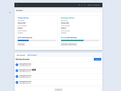 Desktop SMS Platform - Admin Configuration interface