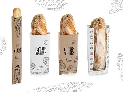 Branding for upscale bakery: packaging close up branding bread drawing field graphic design illustration organic packet vintage