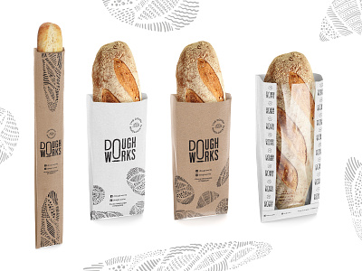 Branding for upscale bakery: packaging close up branding bread drawing field graphic design illustration organic packet vintage