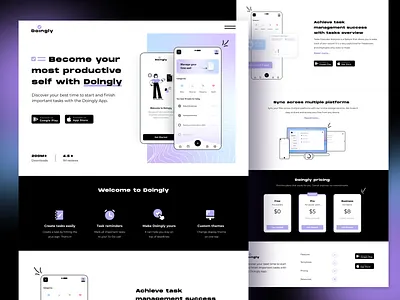 Landing Page Design For ToDoList App adobexd appdesign clean design designsense figma graphic design landing page landing page design landingpage webdesign uiux responsive landing page tutorial ui uiux ux web design webflow webflow design website