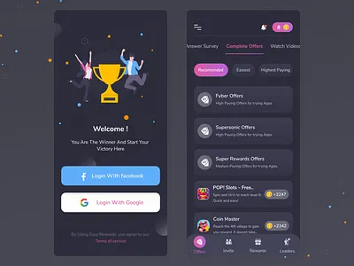 Award Apps Dark Mode Design 🏆 achievment app black branding branding design dark mode dark theme dark ui design figma graphic design illustration light logo medal night pastel color trophy ui winner
