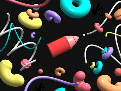 Designing 3D 3d 3dart 3ddesign abstract artwork background colorful design designign geometric illustration pencil round shapes shiny spline visual art